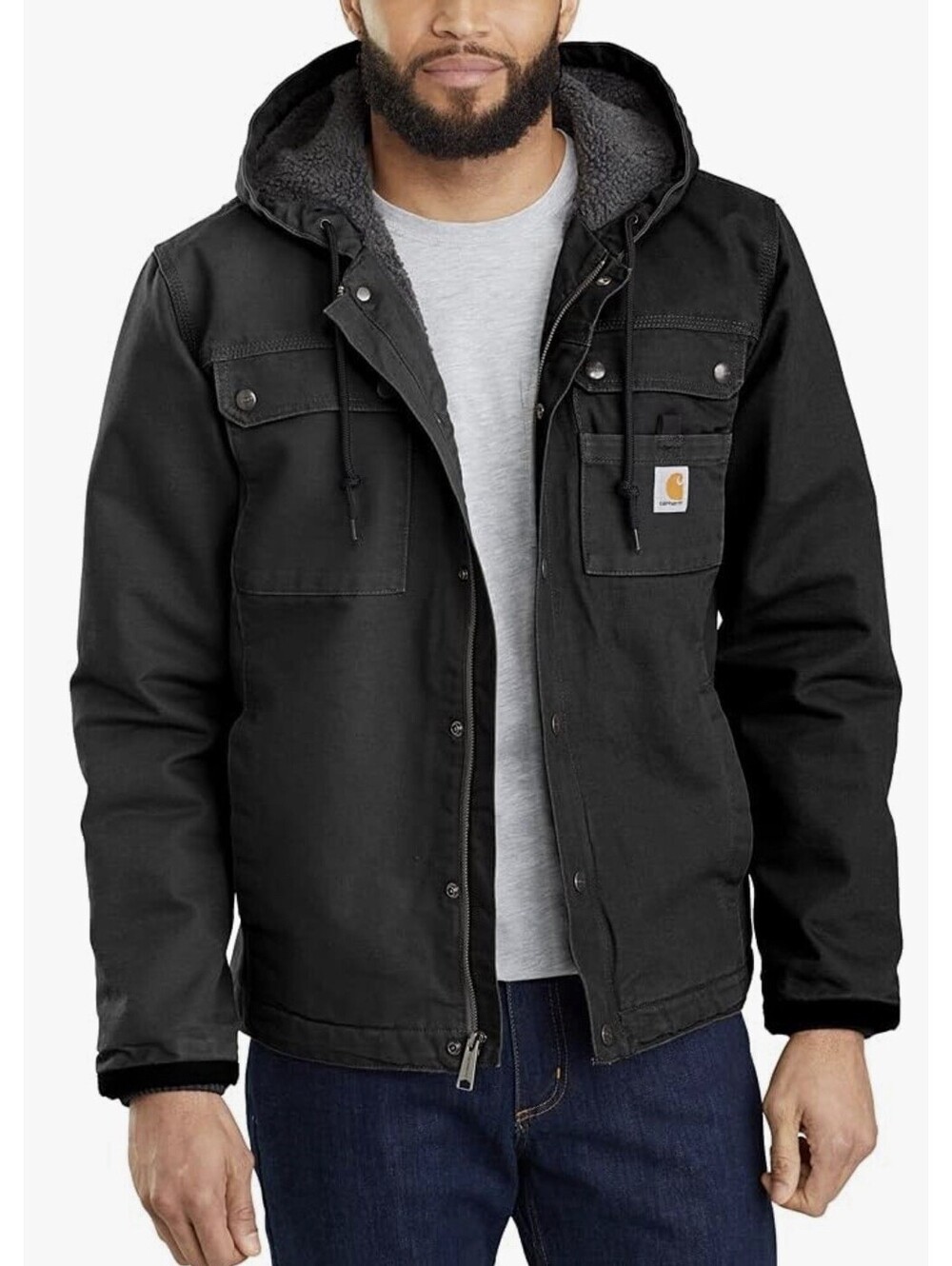 CARHARTT Washed Duck Bartlett Jacket Men's Size M Black
